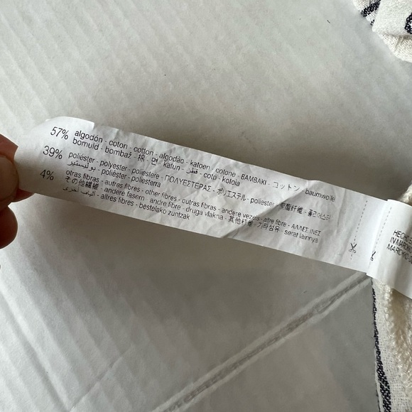 Zara ivory blue XS  stripe cotton Rustic cap sleeve boxy button down romper - Picture 8 of 8